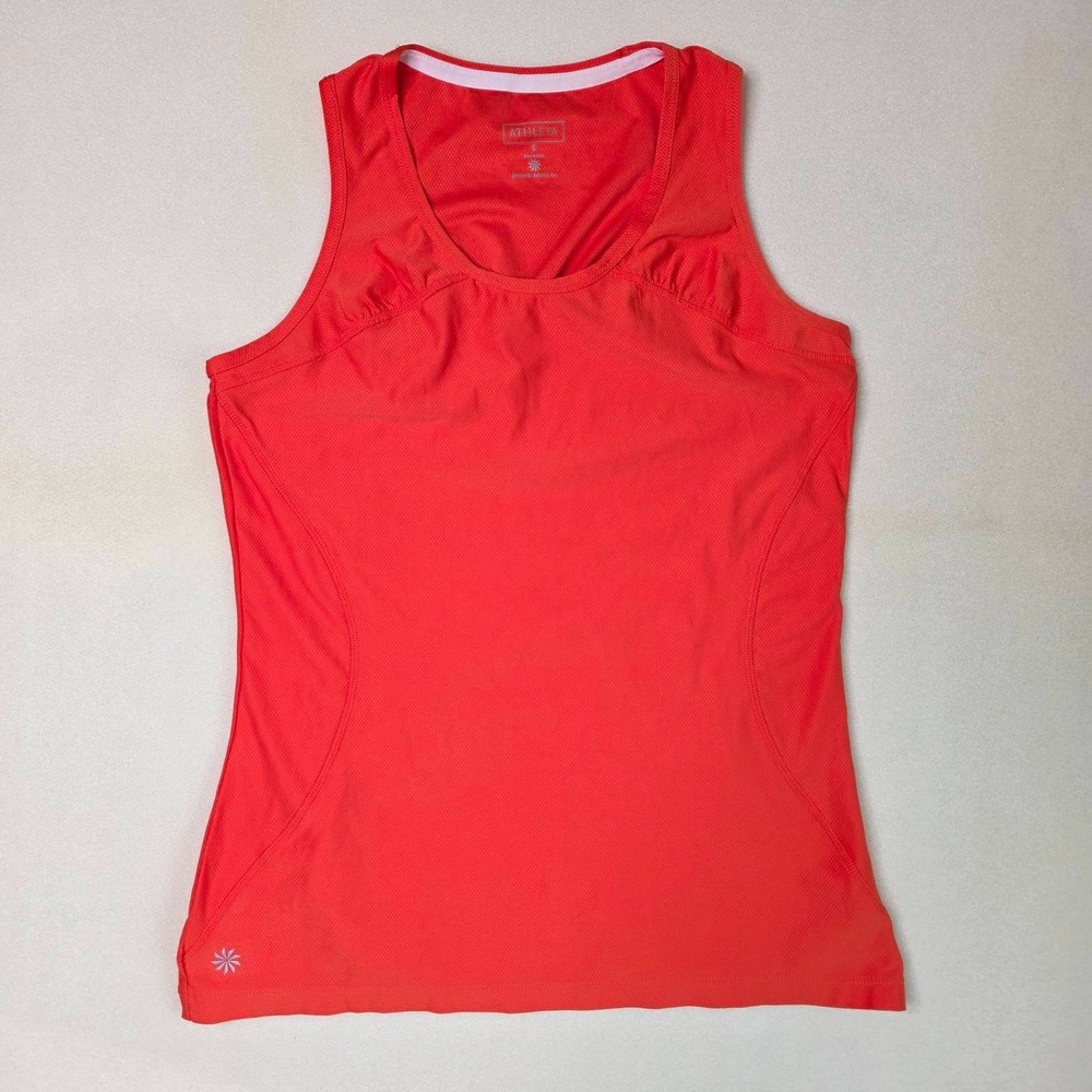 Athleta Tank Top Women's S Small Orange Racerback Performance Zip Pocket Gym